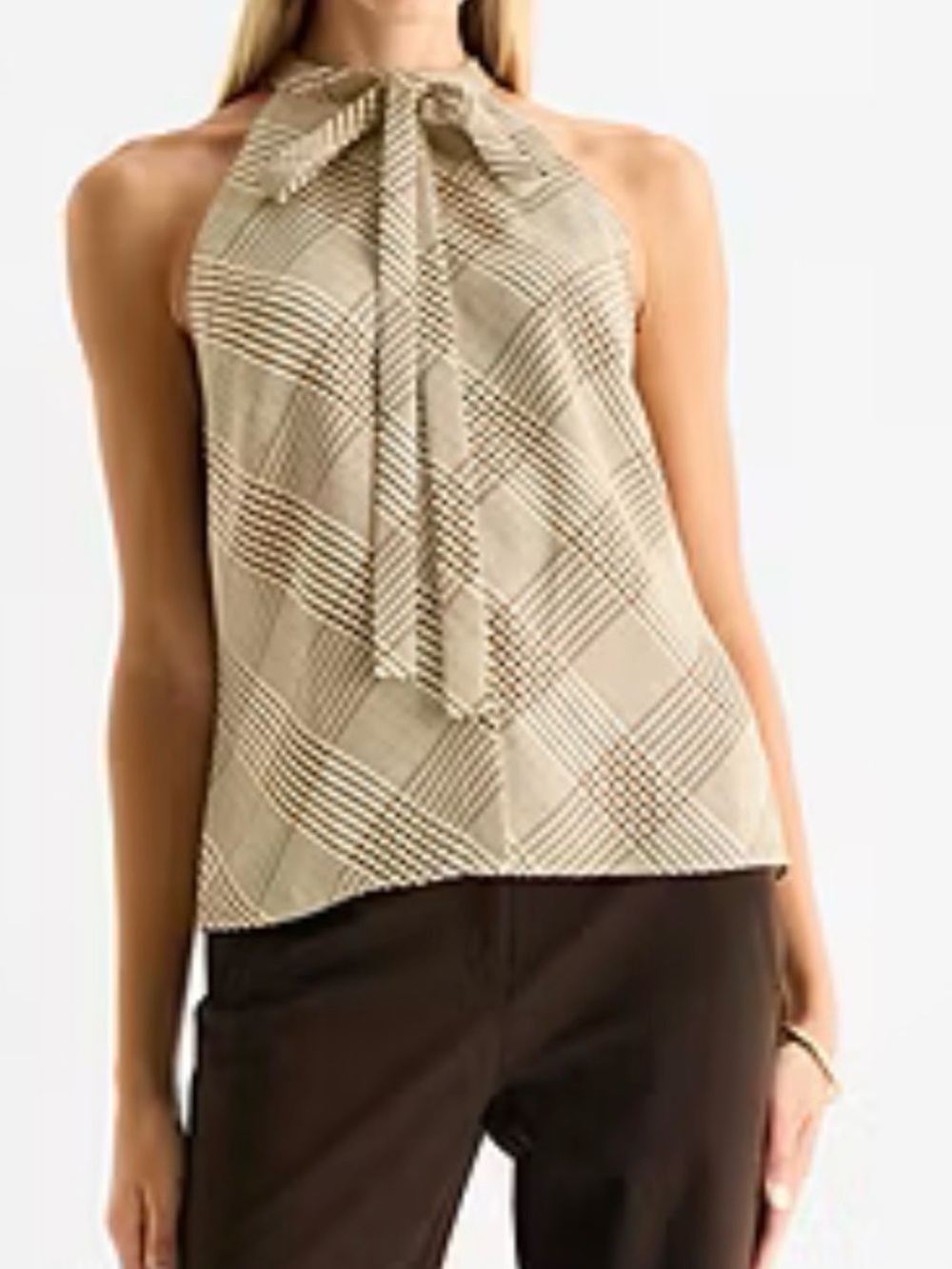 Worthington Womens Plus Halter Neck Sleeveless Blouse